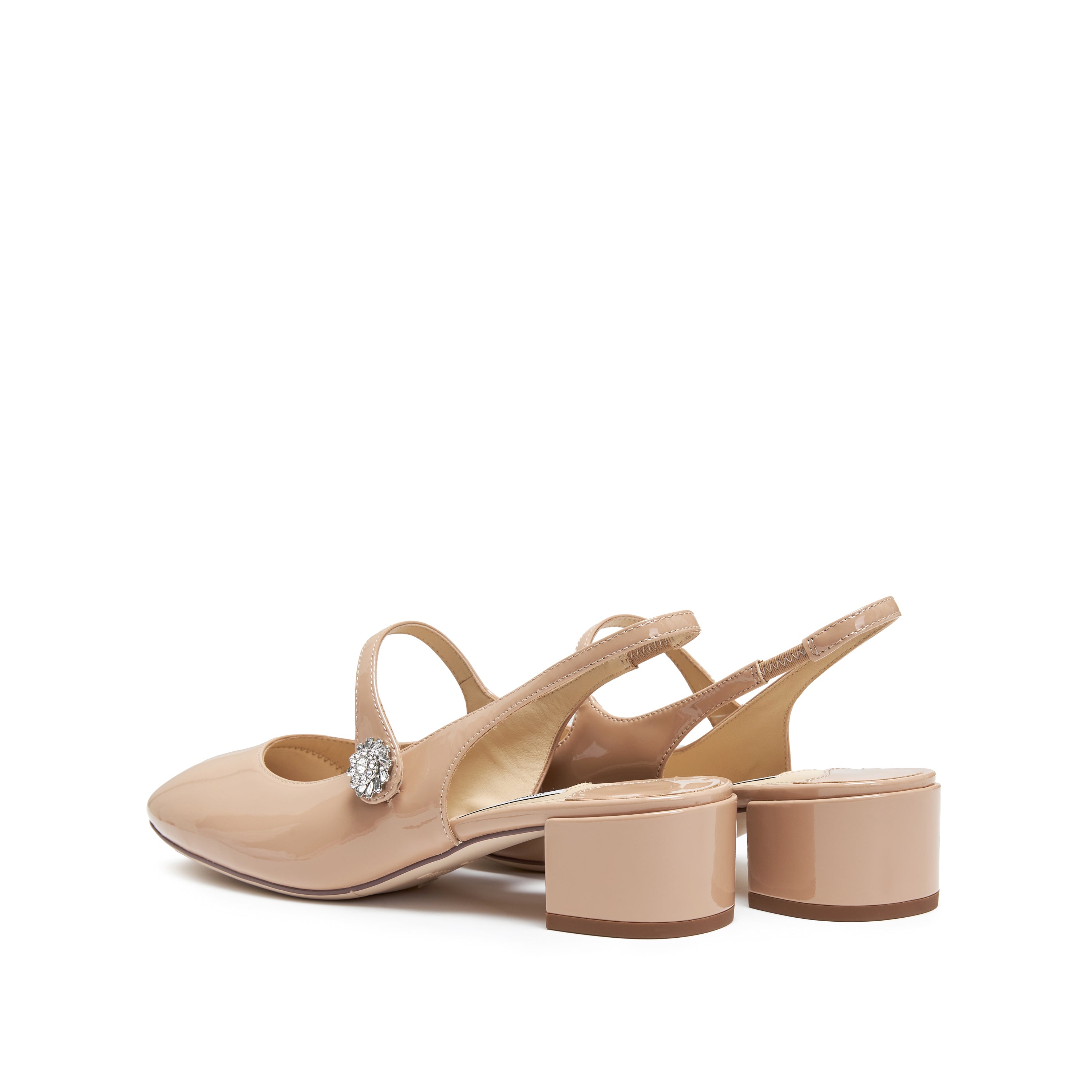 Nude Crystal Mary Jane Slingback Pumps