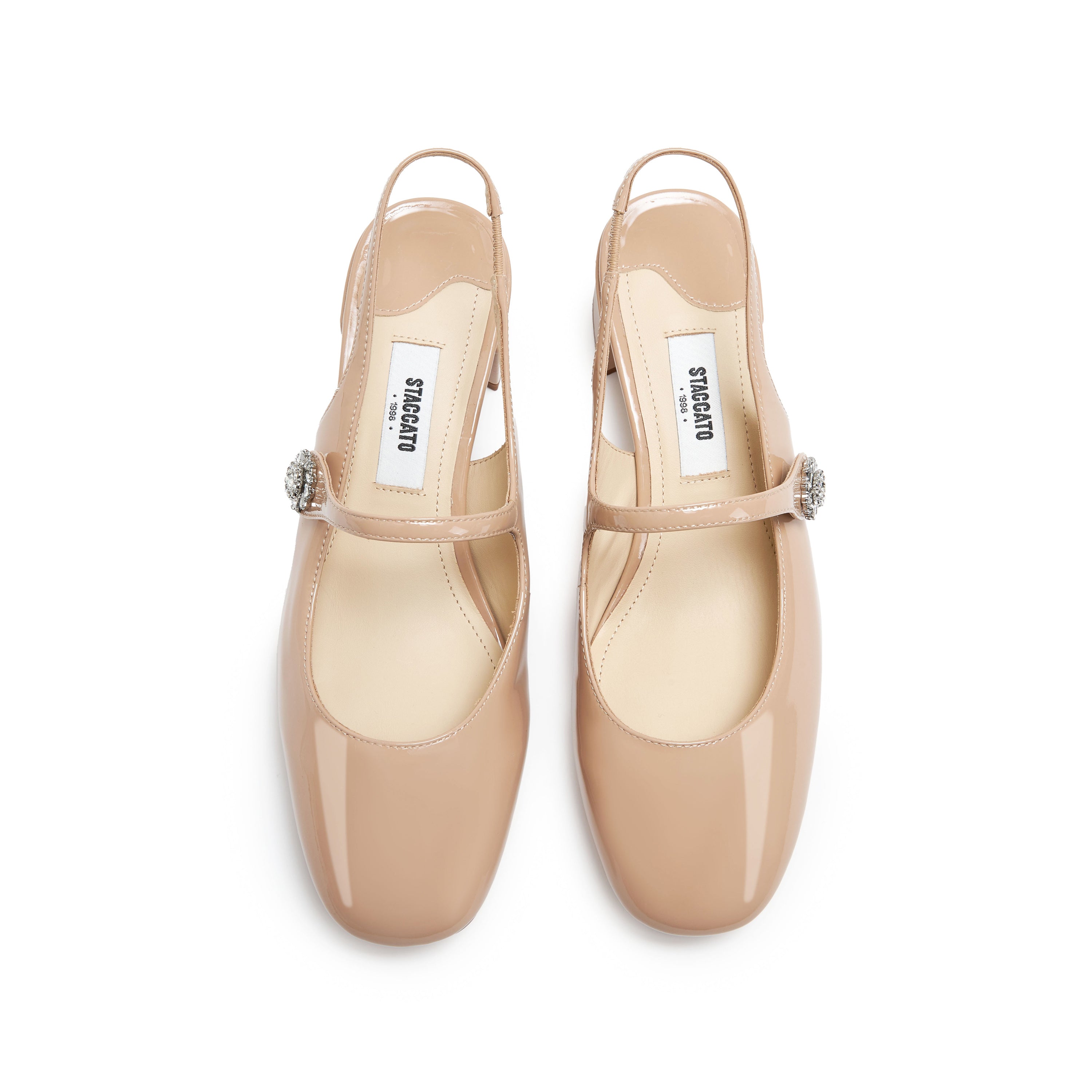 Nude Crystal Mary Jane Slingback Pumps