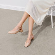 Nude Crystal Mary Jane Slingback Pumps