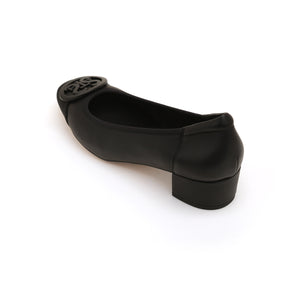 Black ST Buckle Workwear Leather Pumps