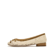 Ivory Lace Bow Ballet Flats
