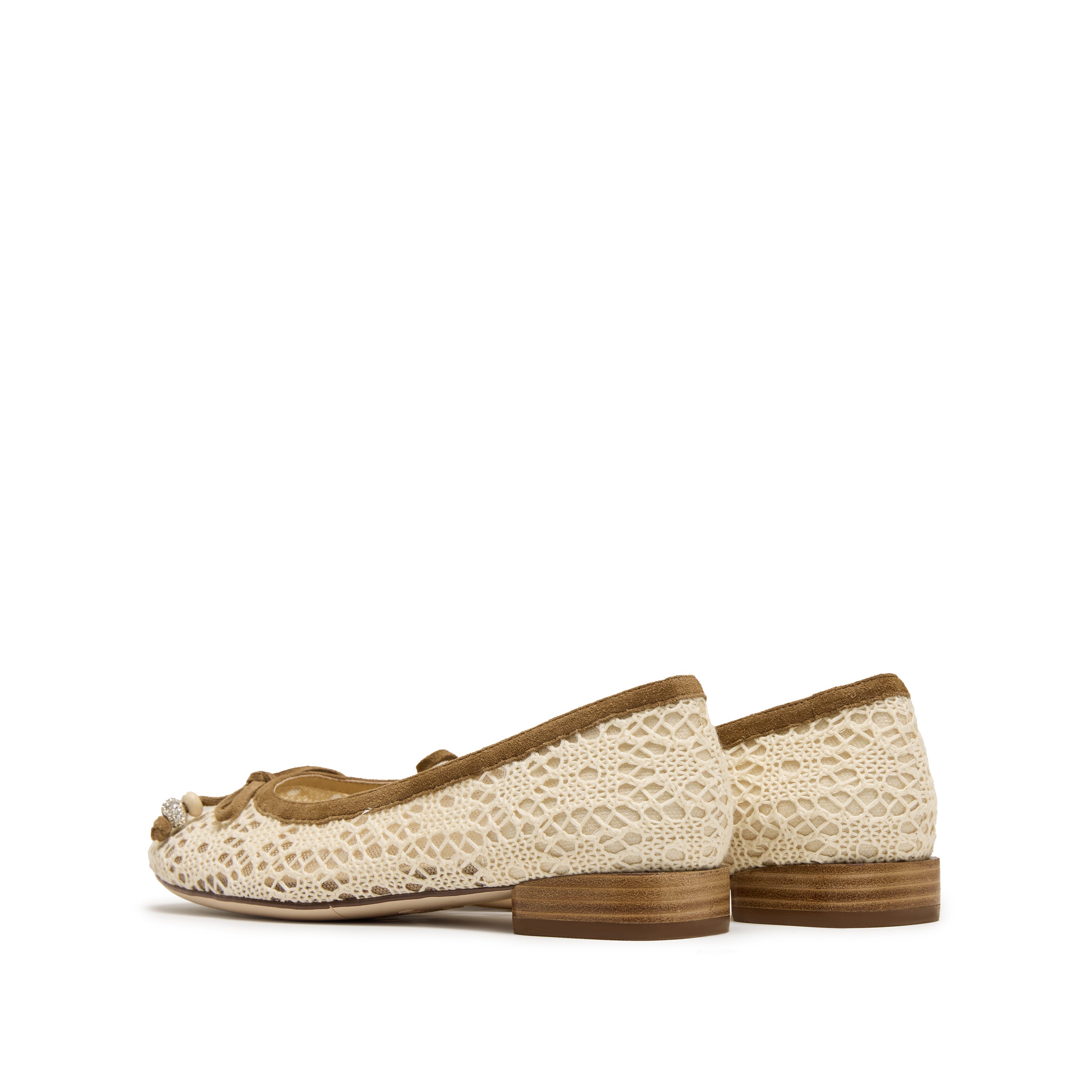 Ivory Lace Bow Ballet Flats