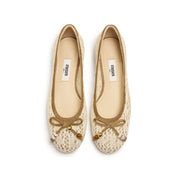 Ivory Lace Bow Ballet Flats