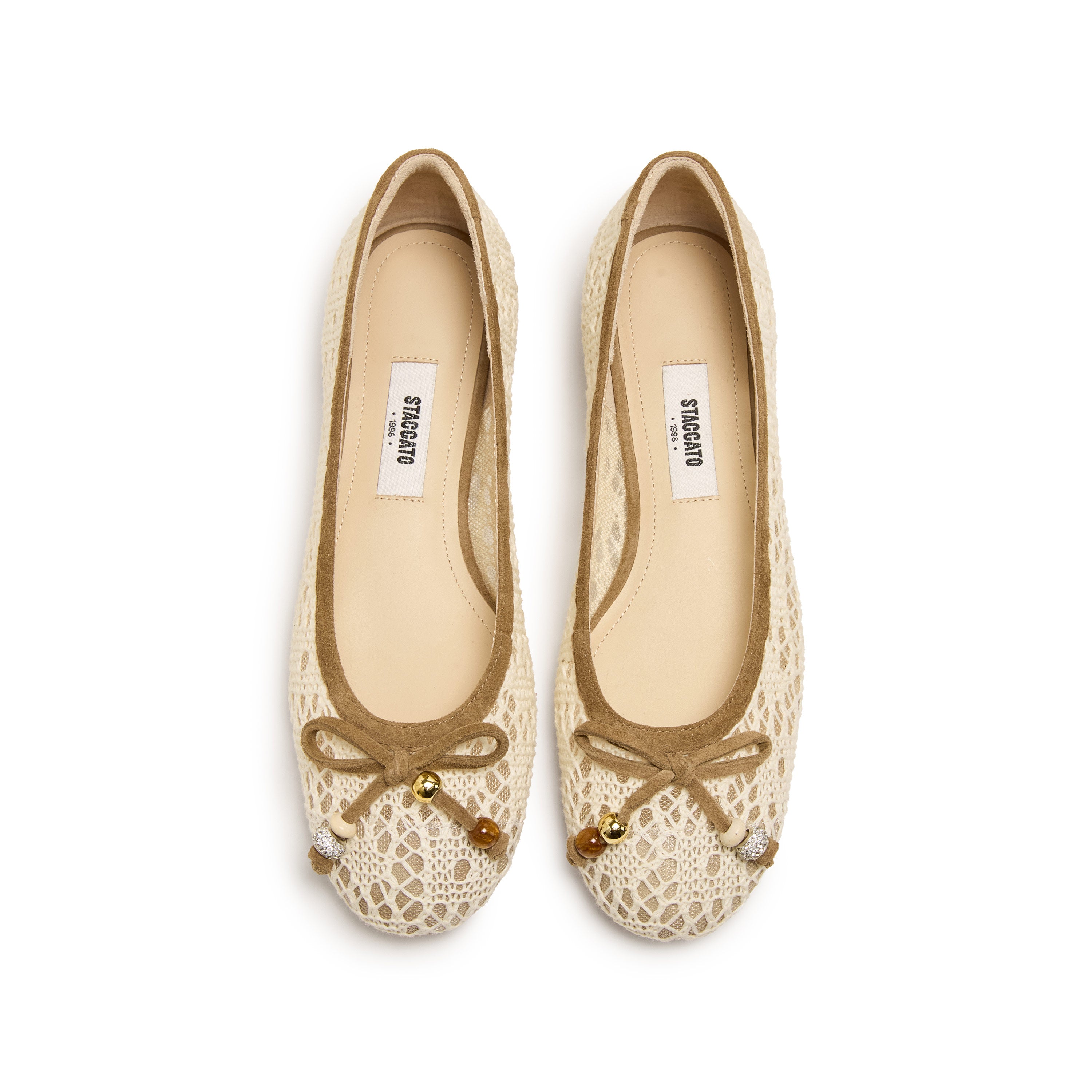 Ivory Lace Bow Ballet Flats