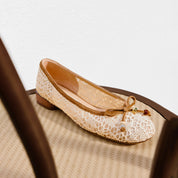 Ivory Lace Bow Ballet Flats