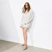 Ivory Lace Bow Ballet Flats