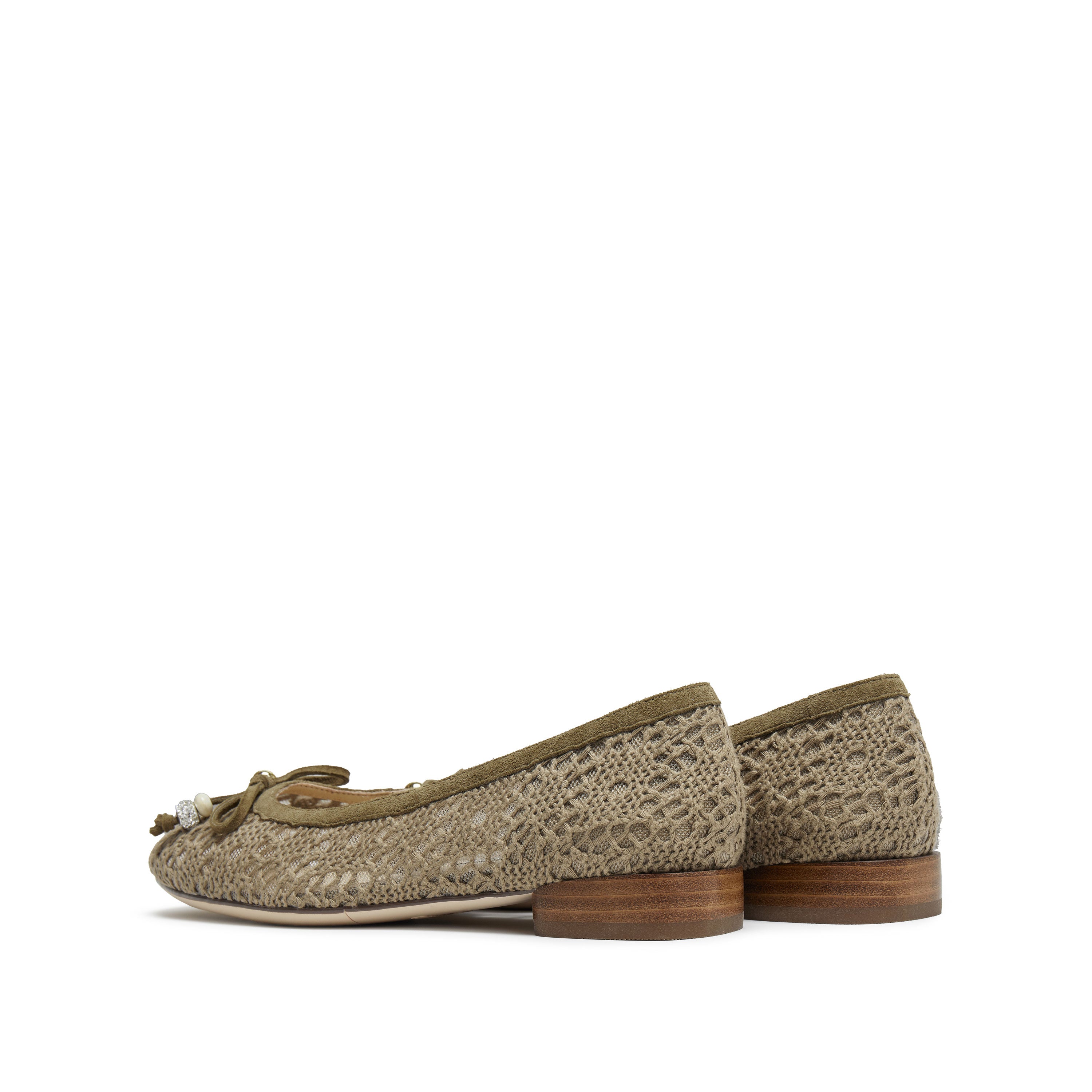 Olive Lace Bow Ballet Flats