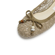 Olive Lace Bow Ballet Flats
