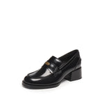 Load image into Gallery viewer, Black ST Leaf Leather Heeled Loafers
