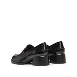 Load image into Gallery viewer, Black ST Leaf Leather Heeled Loafers
