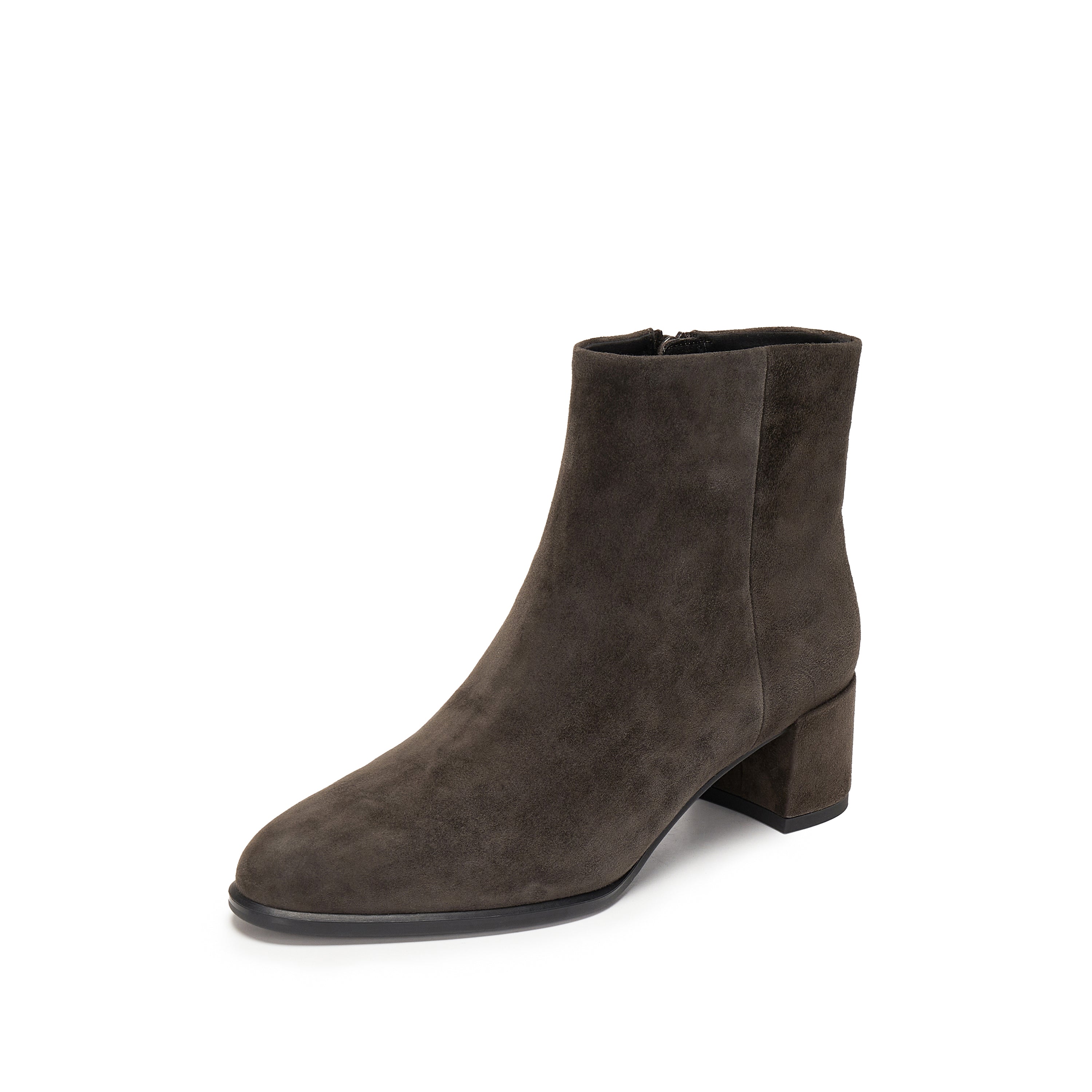 Brown Suede Elegant Heeled Ankle Boots