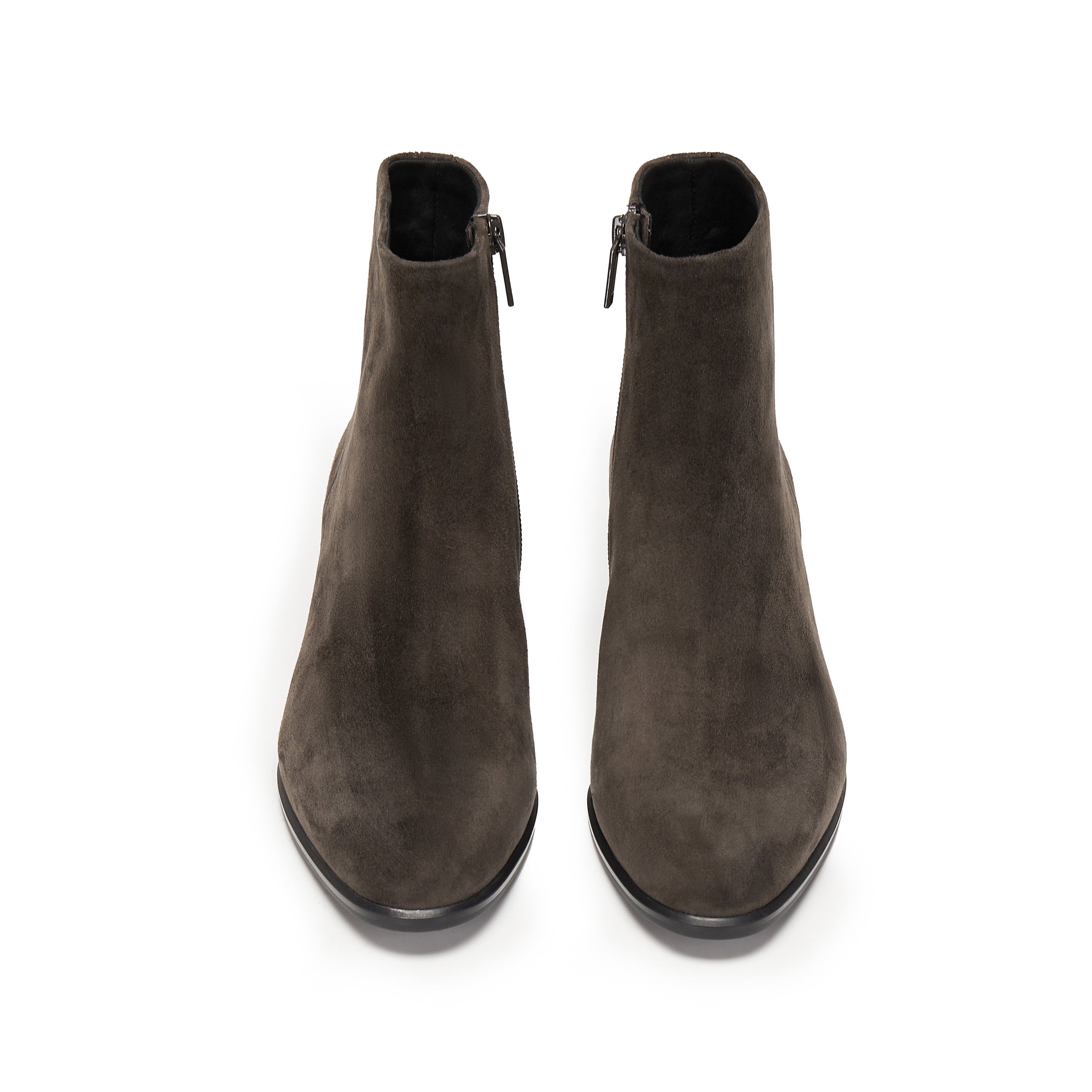 Brown Suede Elegant Heeled Ankle Boots