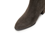 Brown Suede Elegant Heeled Ankle Boots