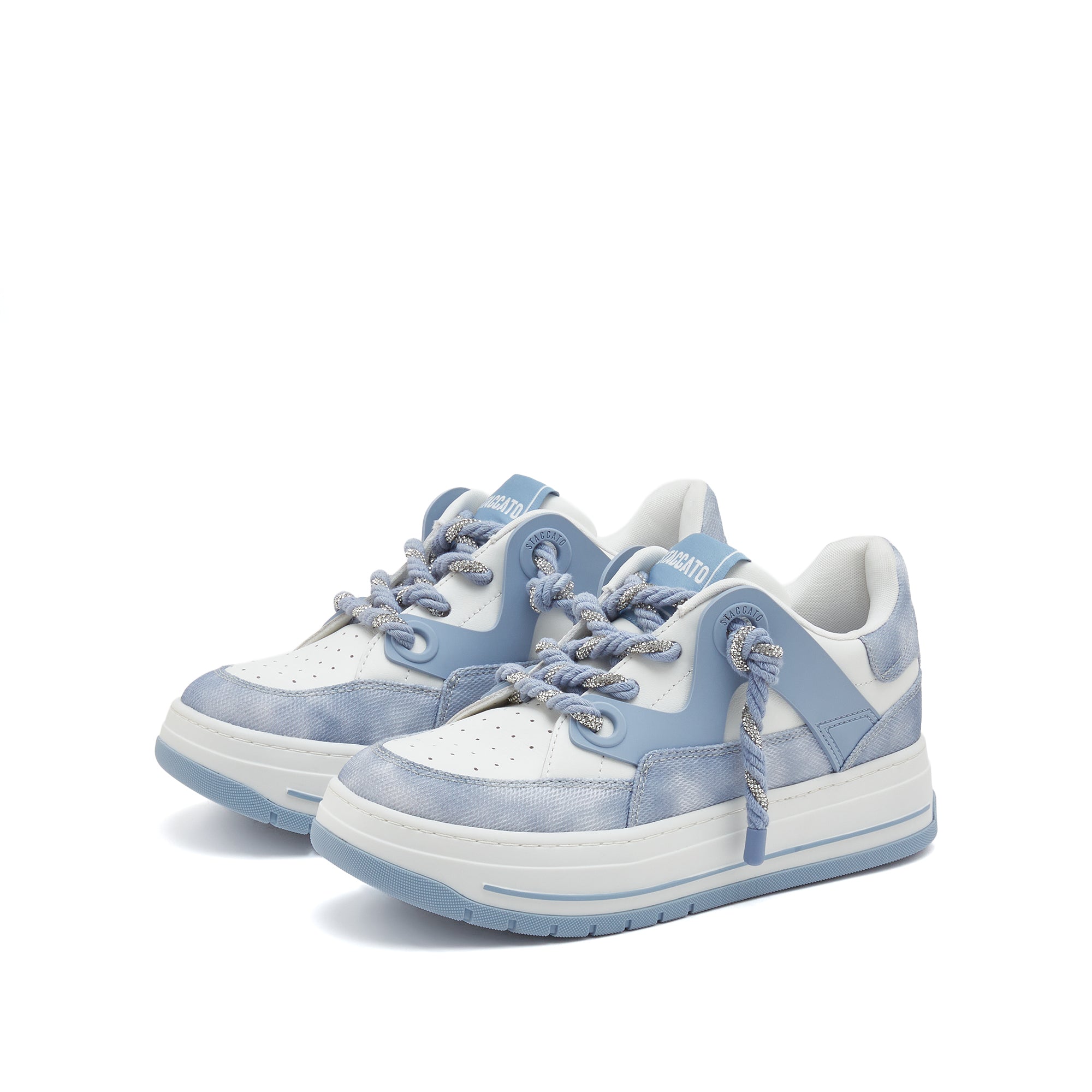 Baby Blue Crystal- Lace Platform Sneakers