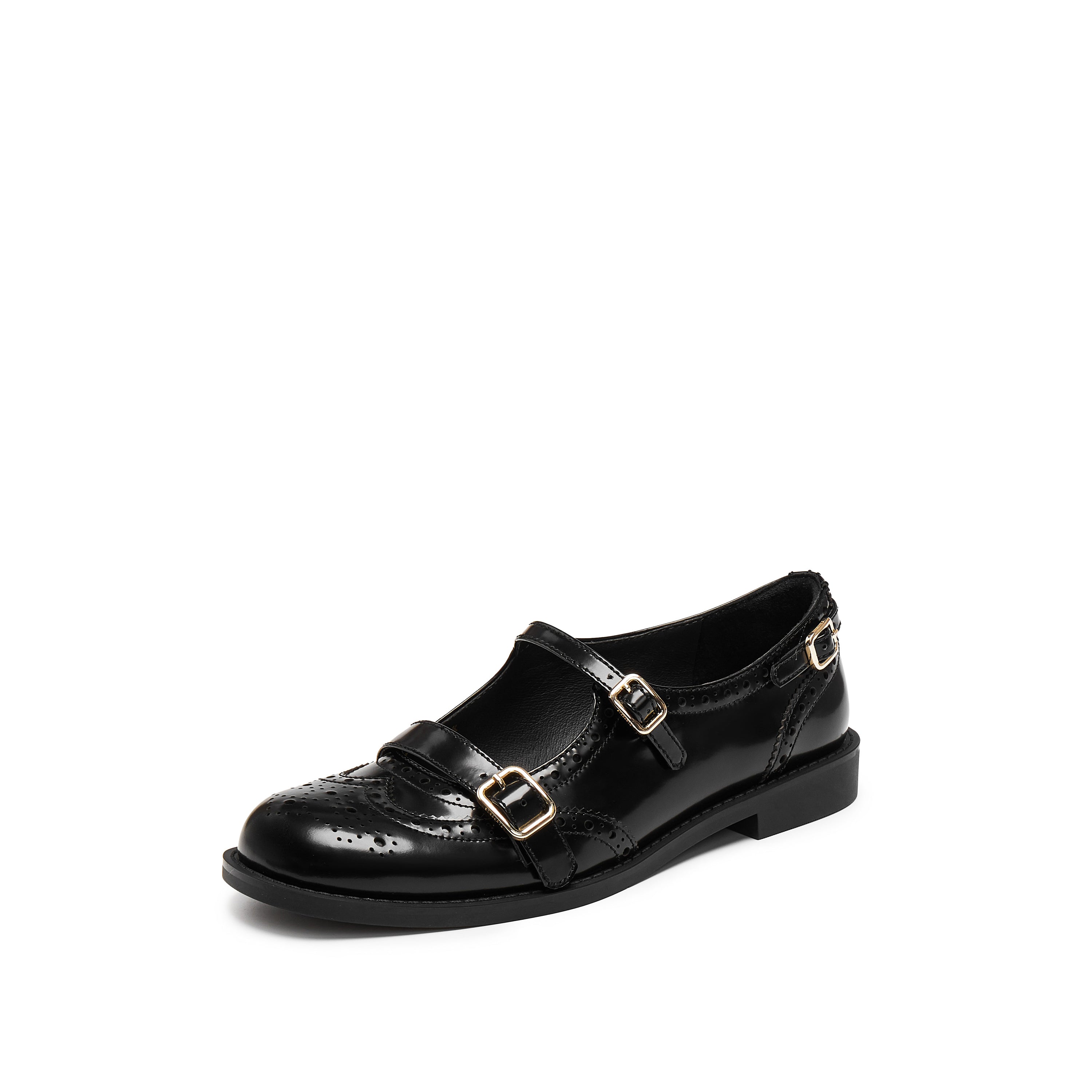 Black Double Strap Mary Jane London Loafers