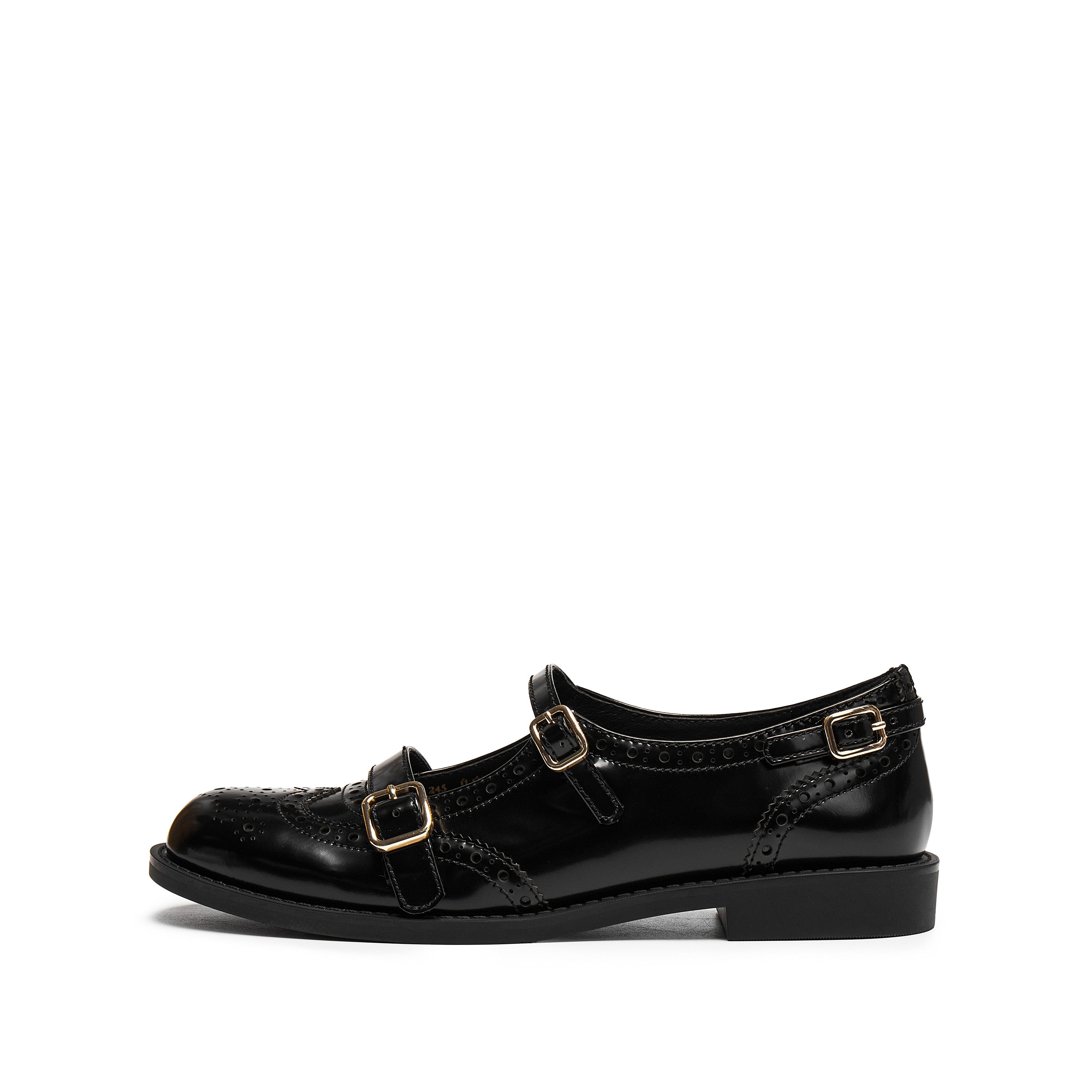 Black Double Strap Mary Jane London Loafers