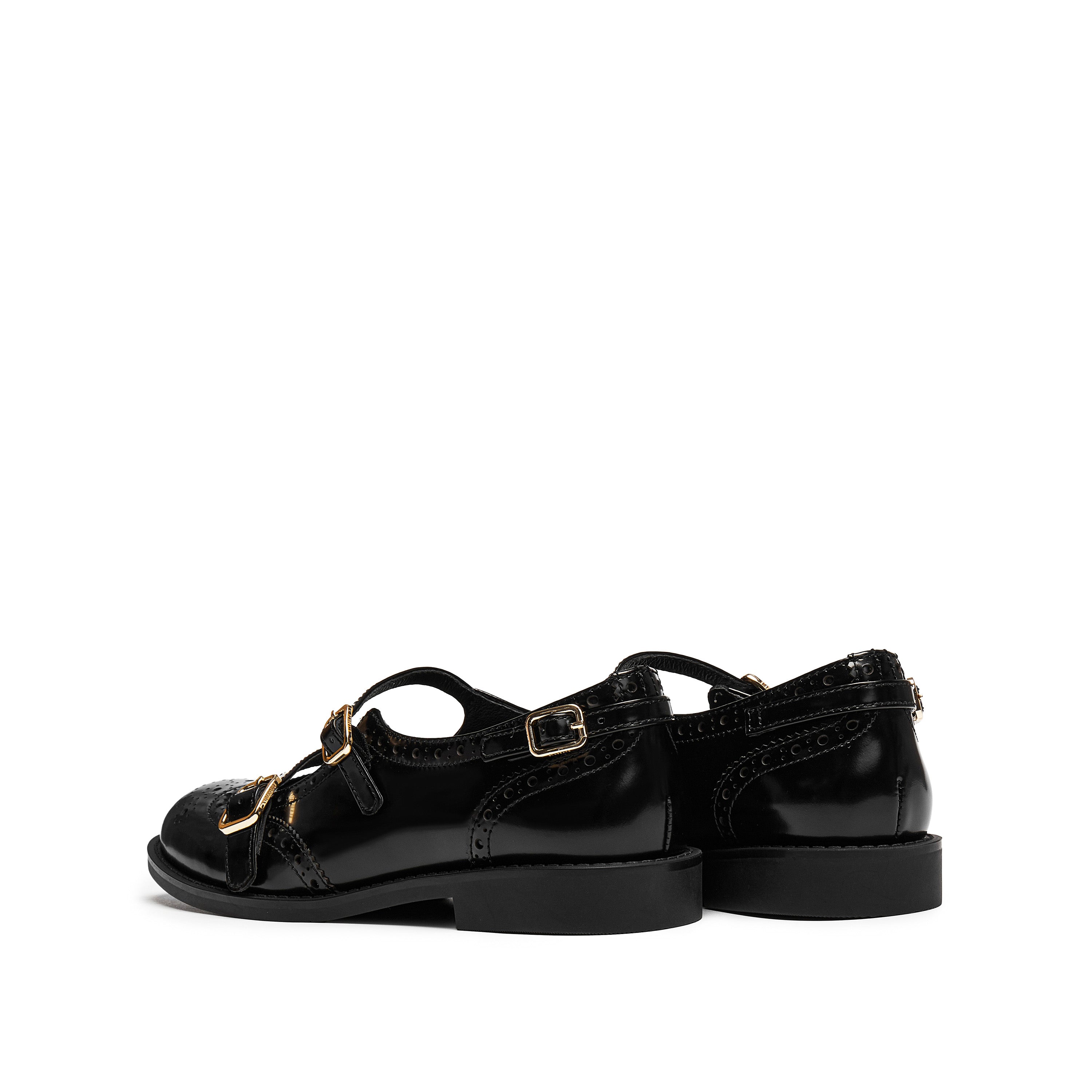 Black Double Strap Mary Jane London Loafers