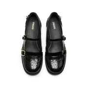 Black Double Strap Mary Jane London Loafers