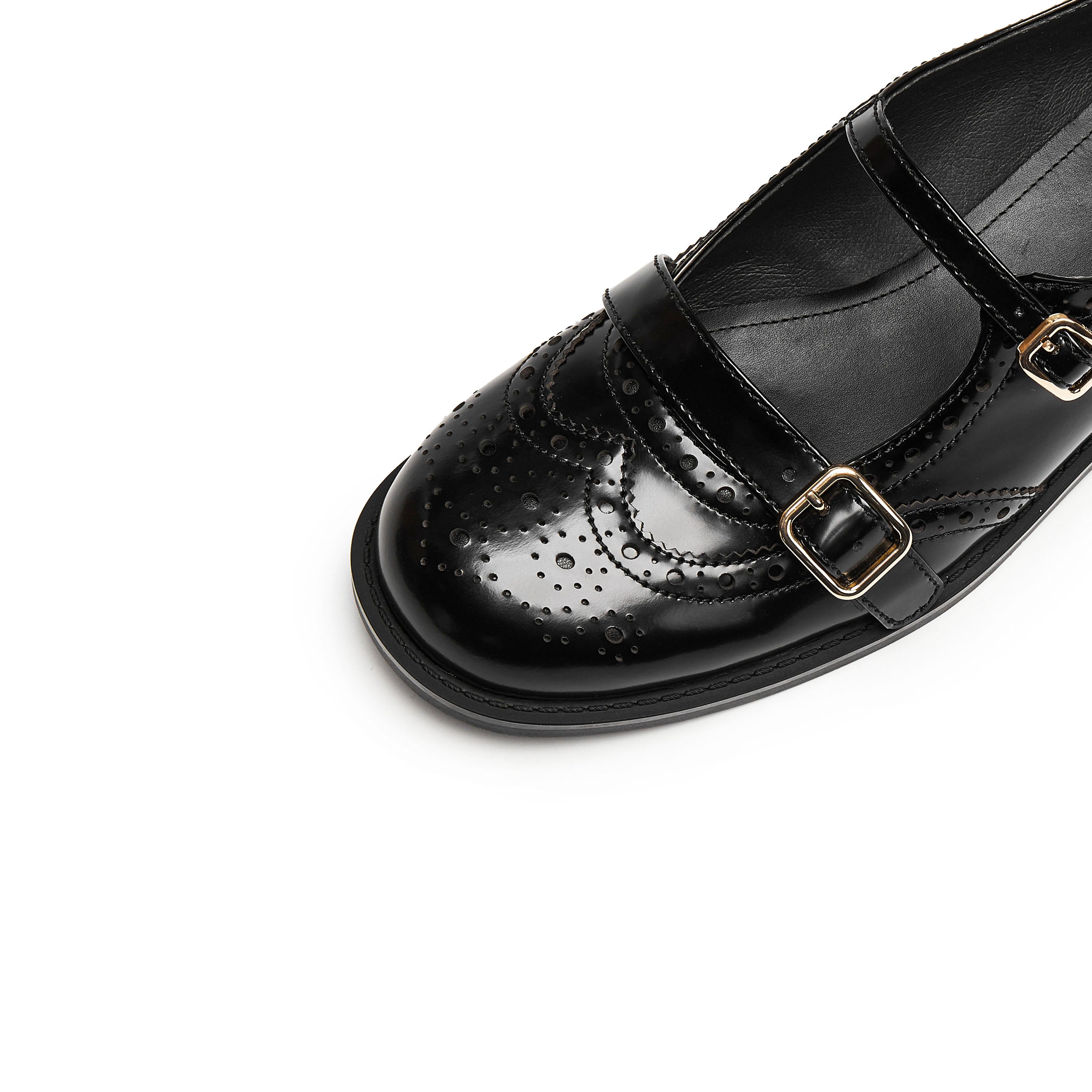 Black Double Strap Mary Jane London Loafers