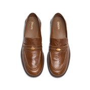 Brown Vintage Leather Penny Loafers