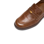 Brown Vintage Leather Penny Loafers