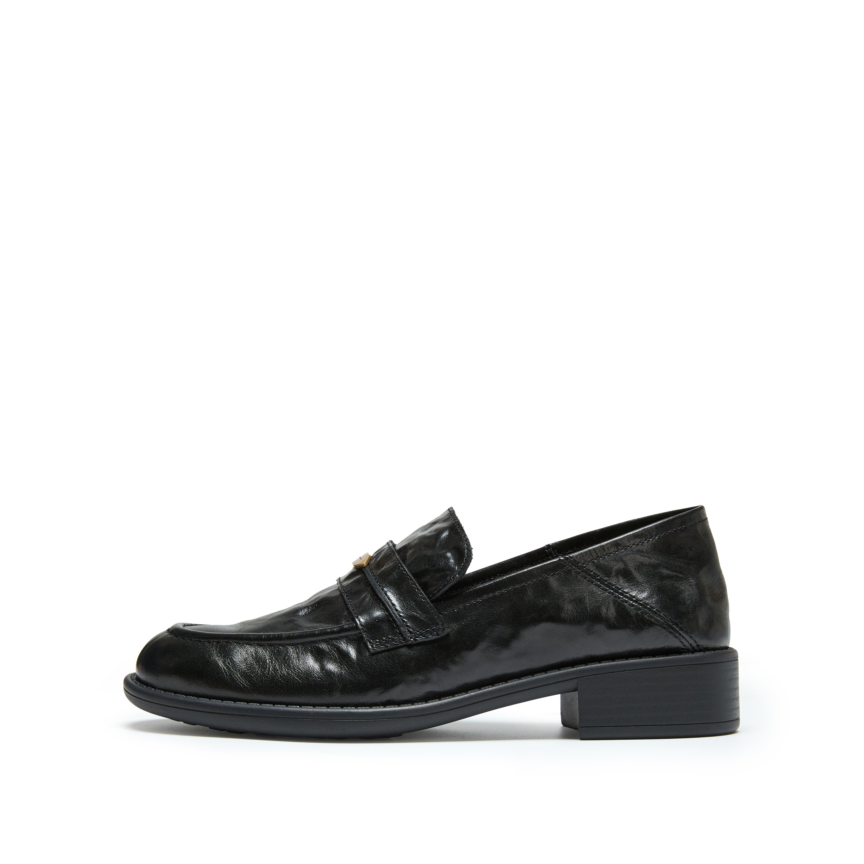 Black Vintage Leather Penny Loafers