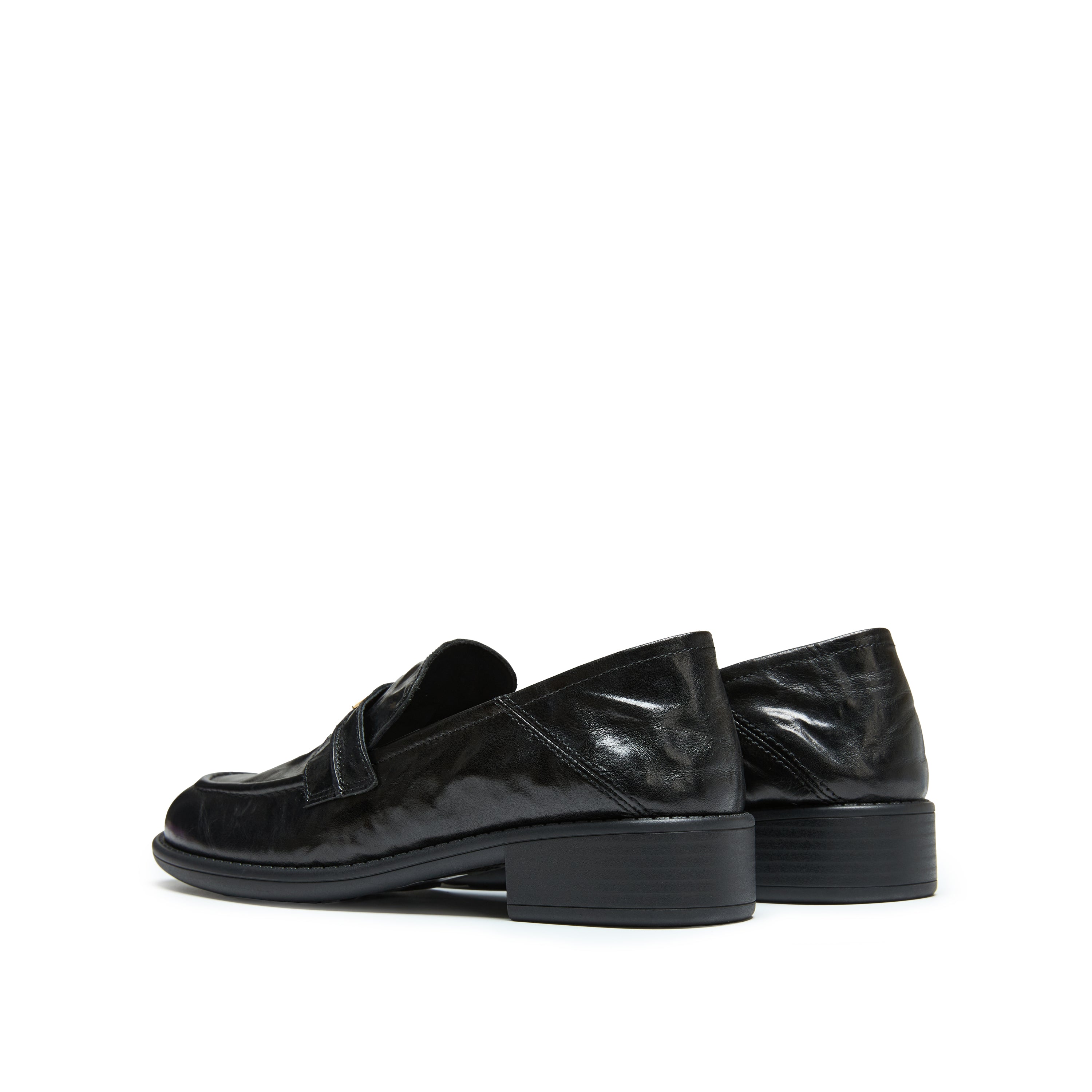 Black Vintage Leather Penny Loafers