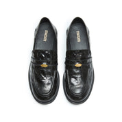Black Vintage Leather Penny Loafers