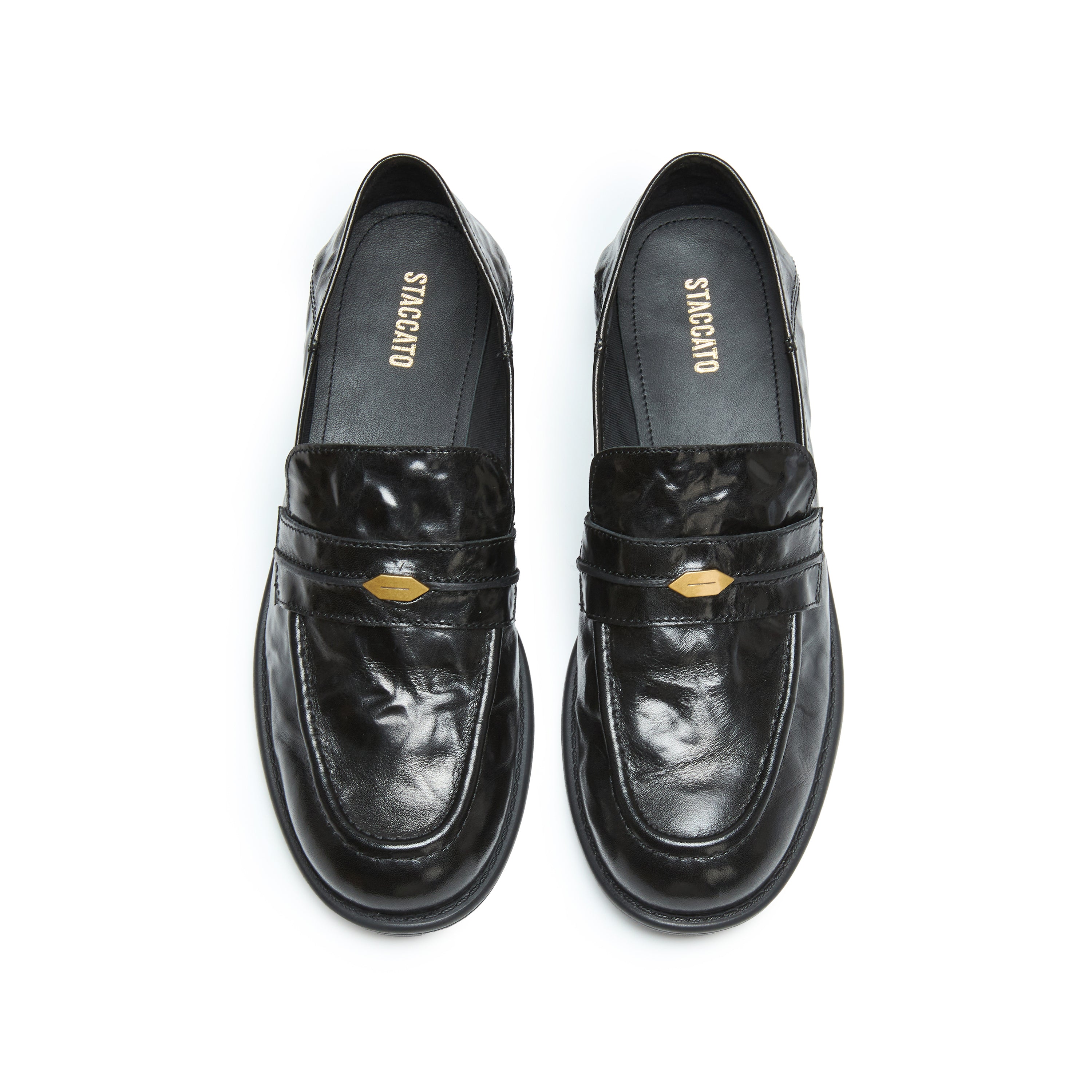 Black Vintage Leather Penny Loafers