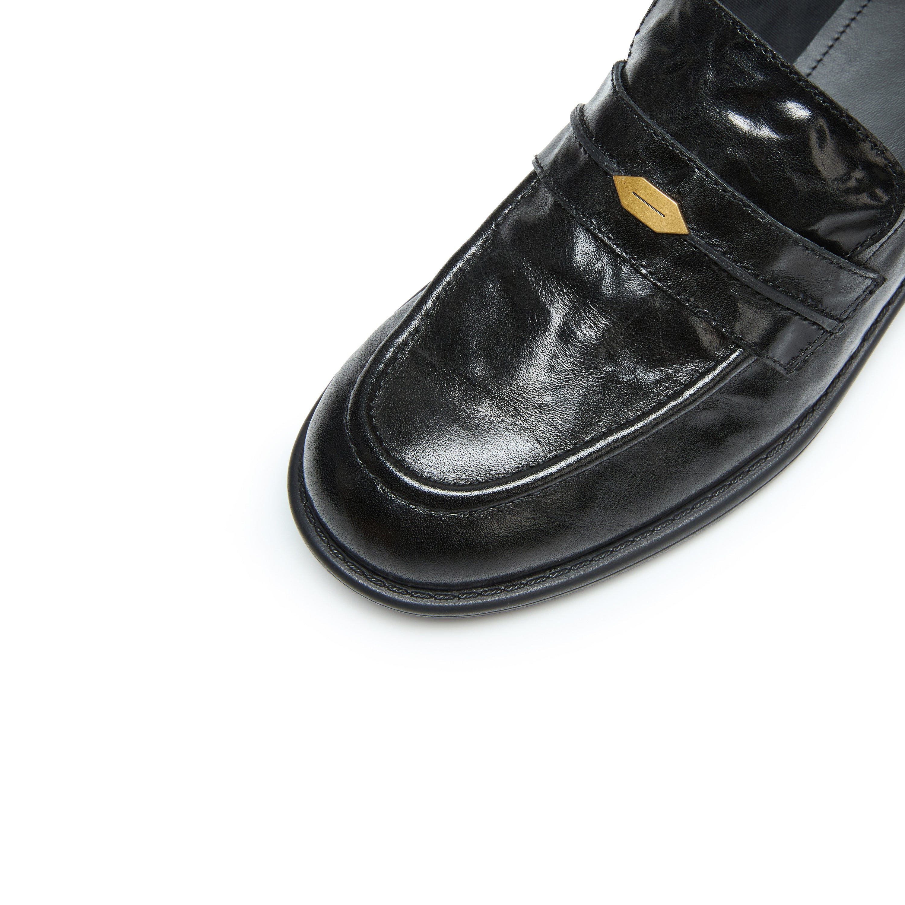 Black Vintage Leather Penny Loafers