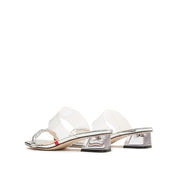 Twisted Crystal Transparent Double Strap Heeled Mules
