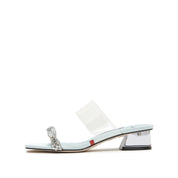 Baby Blue Crystal Transparent Strappy Heeled Mules
