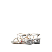 Crystal-Knitted Cross Strappy Heeled Sandals