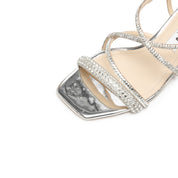 Crystal-Knitted Cross Strappy Heeled Sandals
