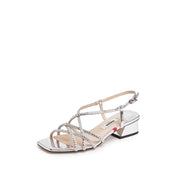 Silver Crystal Strappy Slingback Sandals