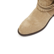Beads Strappy Taupe Suede Two-way Long Boots