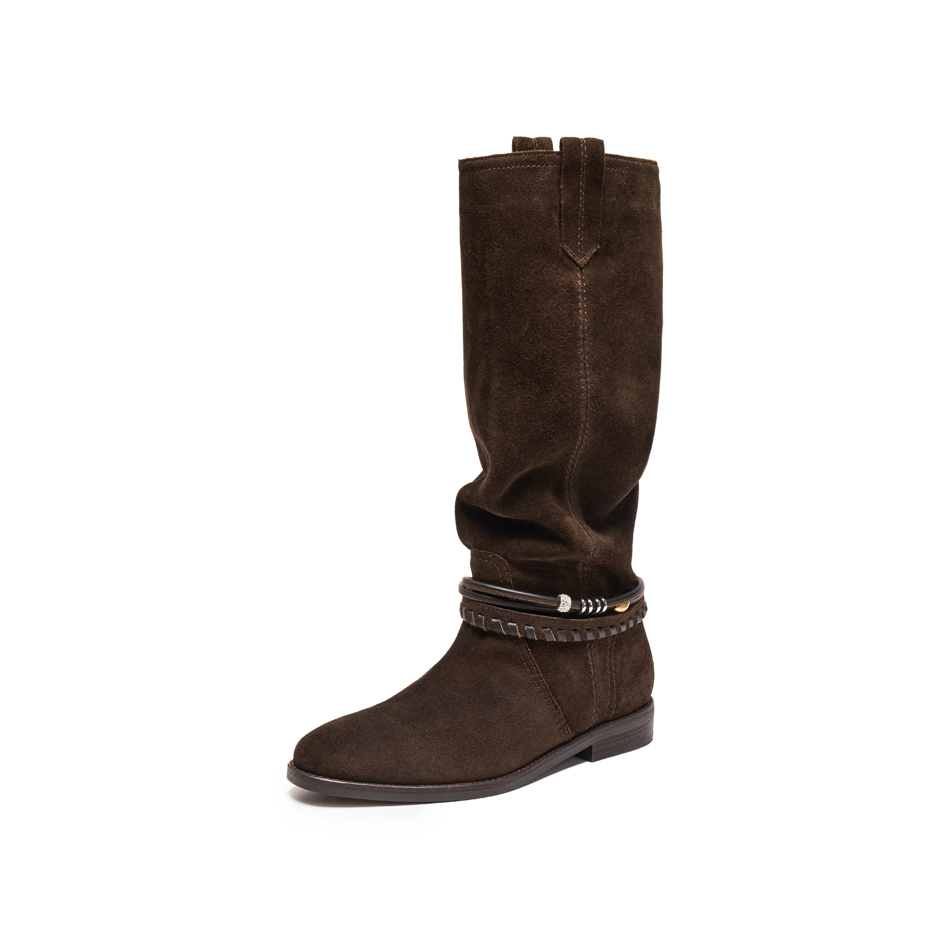 Beads Strappy Brownies Suede Two-way Long Boots