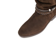 Beads Strappy Brownies Suede Two-way Long Boots