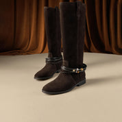 Beads Strappy Brownies Suede Two-way Long Boots