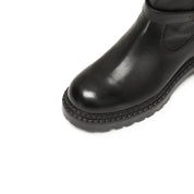 Black Double Buckle Ankle Riding Boots