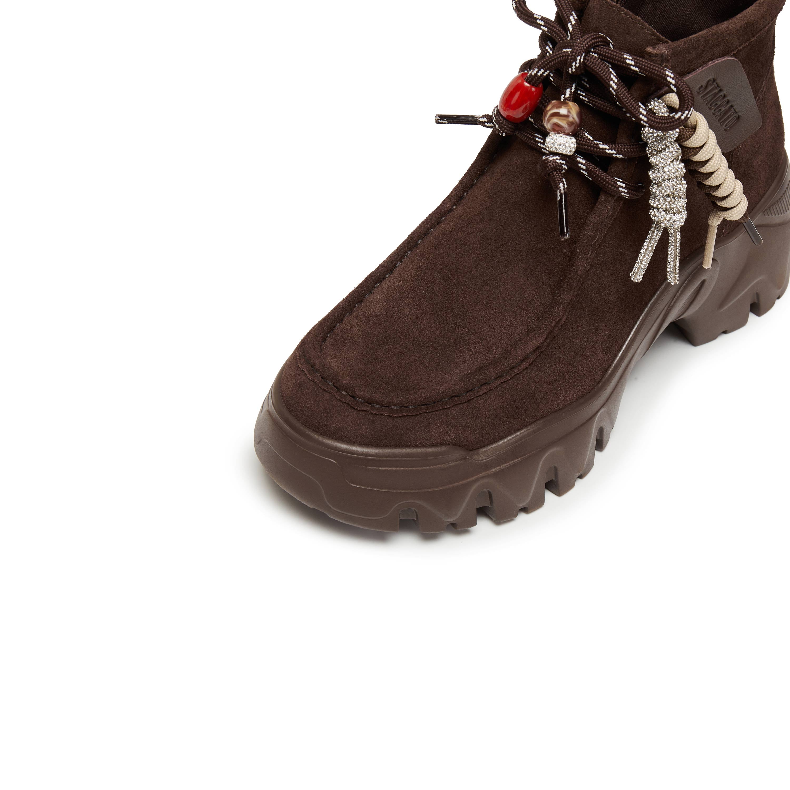 Beads Brownies Suede Loafer Worker Boots