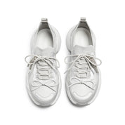 Light Grey Knit Bow Lace Up Chunky Sneakers