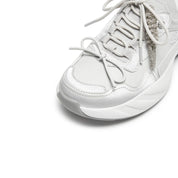 Light Grey Knit Bow Lace Up Chunky Sneakers
