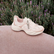 Light Grey Knit Bow Lace Up Chunky Sneakers