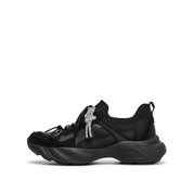 Black Knit Bow Lace Up Chunky Sneakers