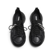 Black Knit Bow Lace Up Chunky Sneakers