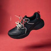 Black Lucky Horse Hoof Leather Chunky Sneakers