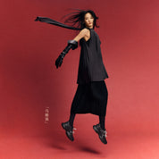 Black Lucky Horse Hoof Leather Chunky Sneakers