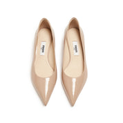 Taupe Patent Minimal Kitten Heeled Pumps