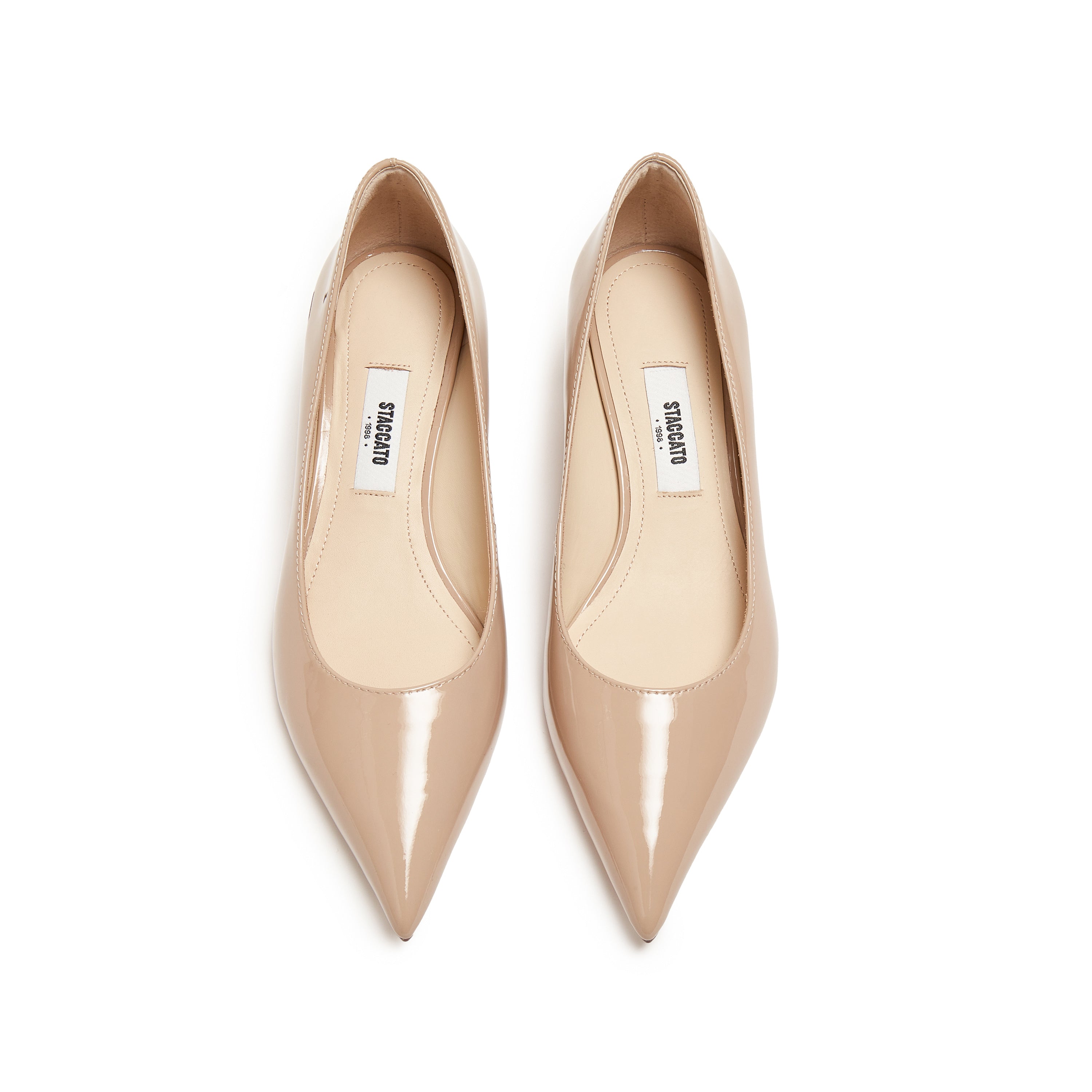Taupe Patent Minimal Kitten Heeled Pumps